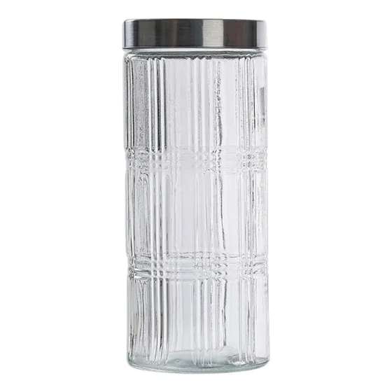 Pote Vidro Redondo Tampa Inox Bolacha Biscoito Cozinha 2,15l