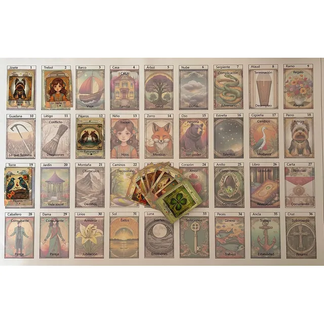 Kit De Oráculo De Lenormand Y Tapete Gran Tablero.