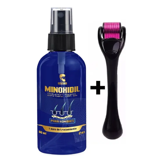 Minoxidil 5% Spray 60ml Minov136 Igual Kirklan + Dermaroller