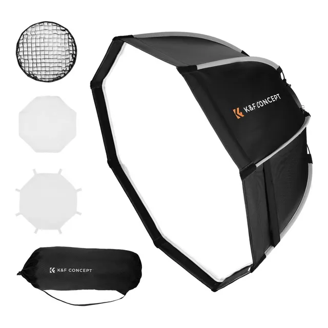Softbox Octogonal 90cm Con Grid Y Montura Bowens K&f Concept
