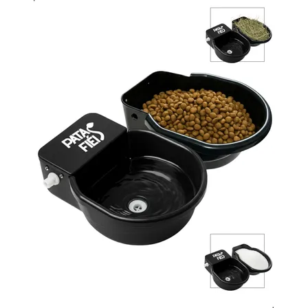 Kit Bebedouro Comedouro Cocho 7l Caes Boi Cavalo Patas Fiéis Preto