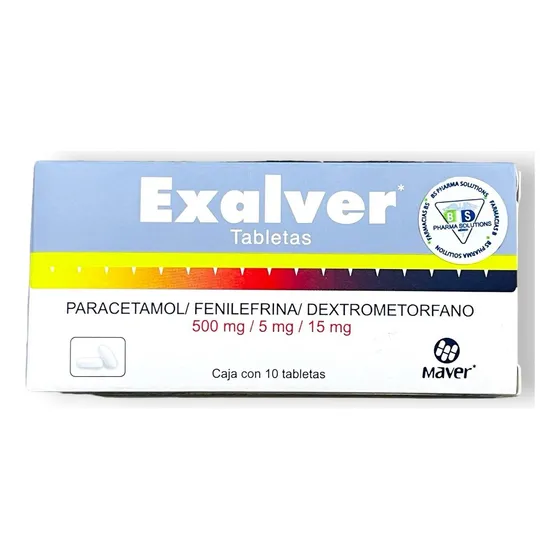 Exalver Paracetamol/ Fenilefrina/ Dextrometorfano C/10 Tabs