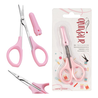 Tesoura Ponta Fina Rosa C/ Capa Artepunto Bordado Patchwork Tesoura Ponta Fina Rosa C/ Capa Artepunto Bordado Patchwork