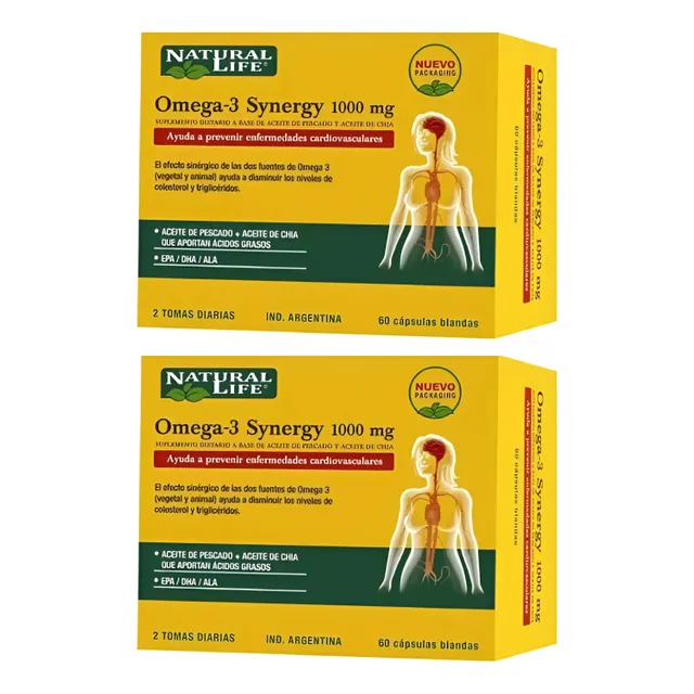 Natural Life Omega 3 Synergy Chia Y Fish Oil X 60 Caps X2