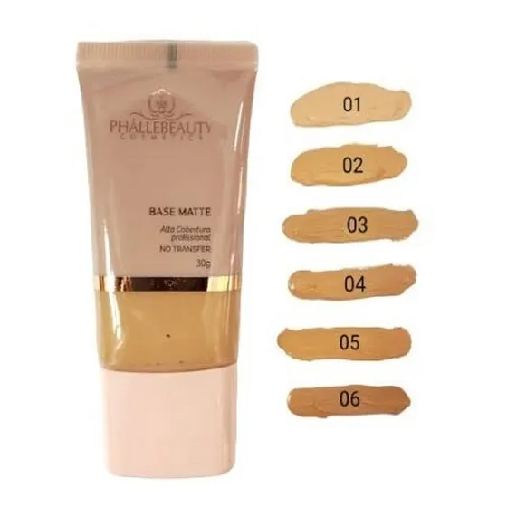 Base Matte Alta Cobertura 30g Phallebeauty 