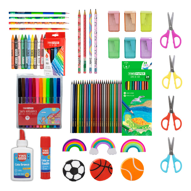 Kit Material Escolar Divertido Infantil Fundamental