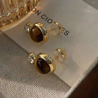 Pendientes Redondos Con Forma De Ojo De Tigre, Estilo Retro, Pendientes Redondos Con Forma De Ojo De Tigre, Estilo Retro,