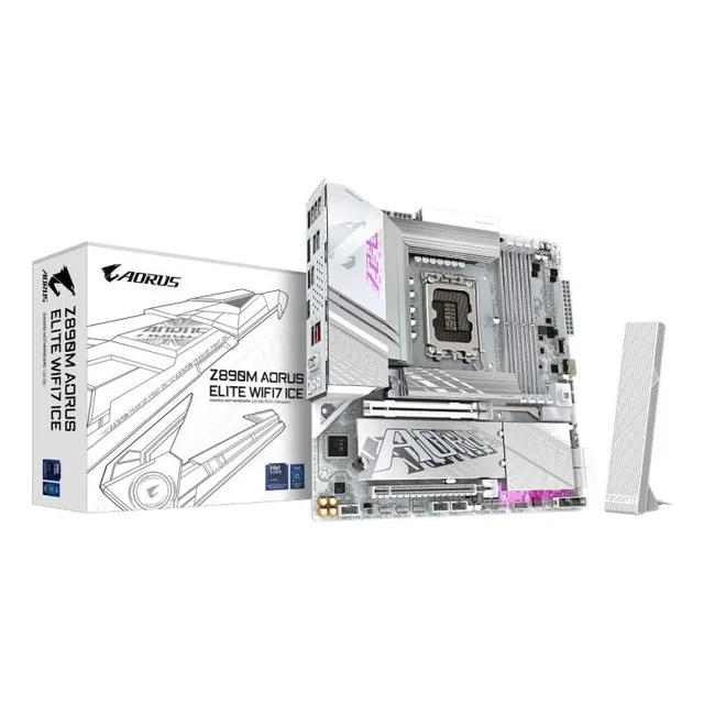 PLACA BASE AORUS ELITE ICE WIFI 7 LGA1851 4XDD5 Z890 MATX, COLOR BLANCO