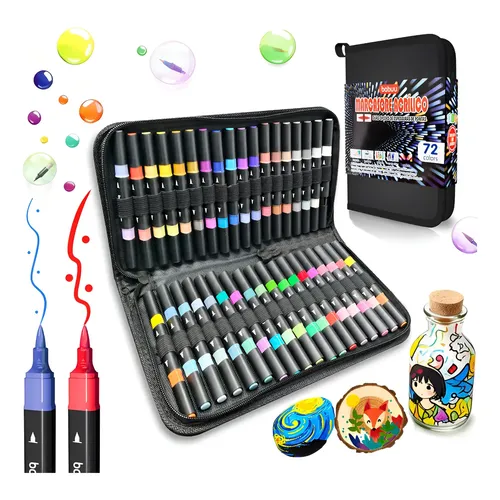 Estojo De Canetas Touch Marker 60 Cores Ponta Dupla A Base De