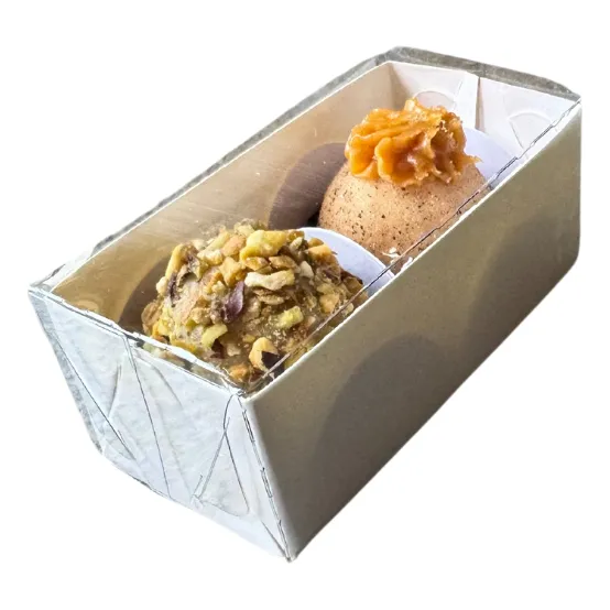 20 Caixas Para 2 Doces Brigadeiro Gourmet - Tampa Acetato