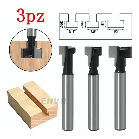 Brocas Ranurador Fresa Router 3/8 1/2 5/16 T-slot Kit 3pz