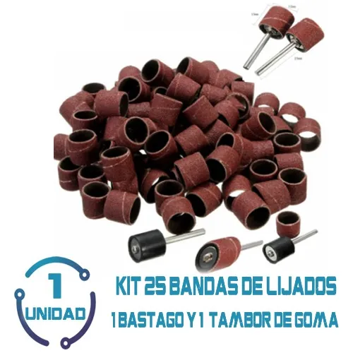  Kit 25 Bandas Lijado 1/2 Vástago Tambor Dremel Mototool