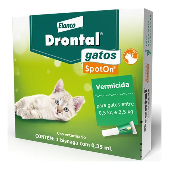 Vermifugo Drontal Spot On Gatos 0,35ml Até 2,5kg