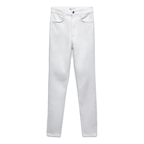 Zara Pantalon Tiro Alto Jeggins Blanco, Ultra Strech Talla 6