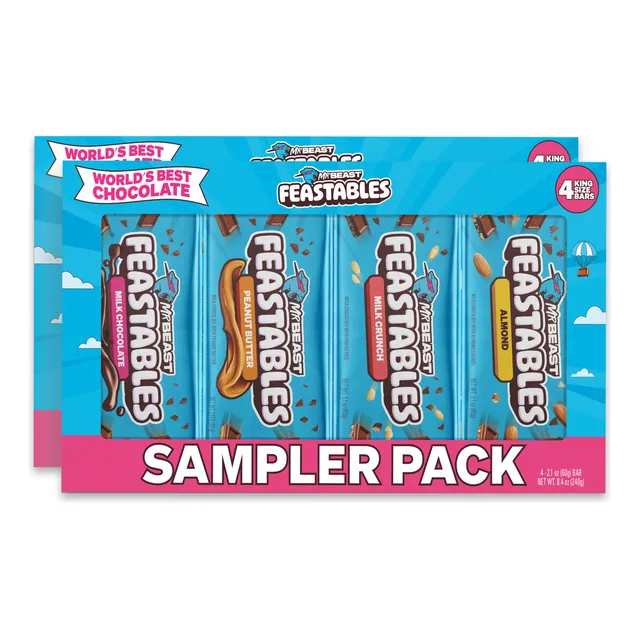 Chocolate Mr Beast Feastables Sampler Pack King Size 60g X4
