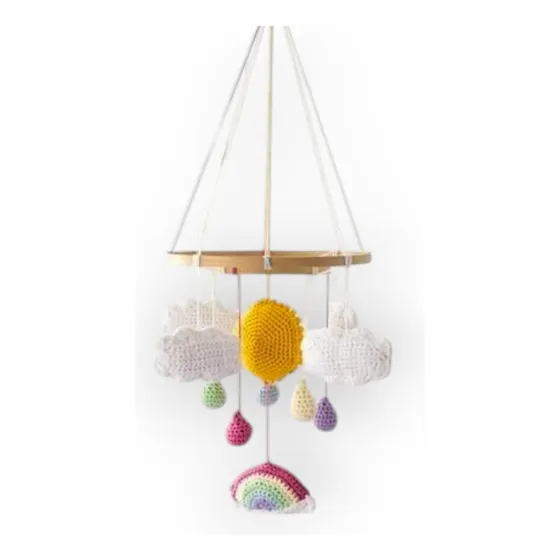 Móvil Cunero Para Cuna Tejido Crochet Nórdico Decoración