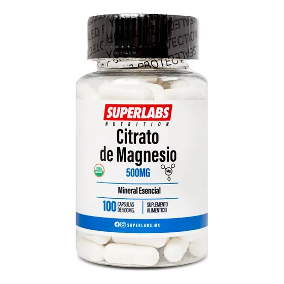 Superlabs Nutrition Citrato De Magnesio Premium 500mg 100 Capsulas Sin Sabor