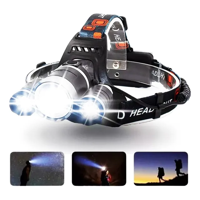 Linterna Minero Led Vincha Cabeza Triple Camping Potente Luz