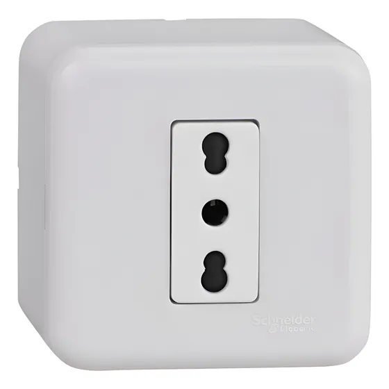 Toma Corriente Simple 10/16a Bipaso Sobrepuesto Genesis Color Blanco