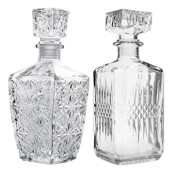 Combo 2 Decanter Frasco Decoração Cristal Whisky Licor