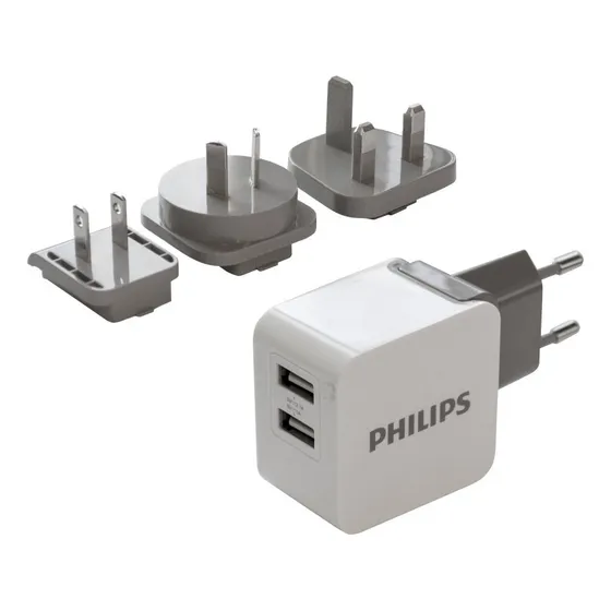 Cargador Ultrarapido Travel 3.1a/15.5w Philips Dlp2220 Color Blanco
