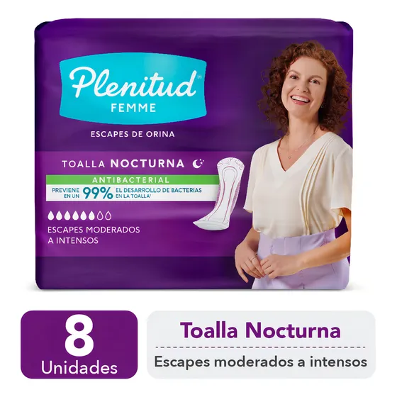 Toalla ultra antibacterial Plenitud Femme nocturna 8 unidades