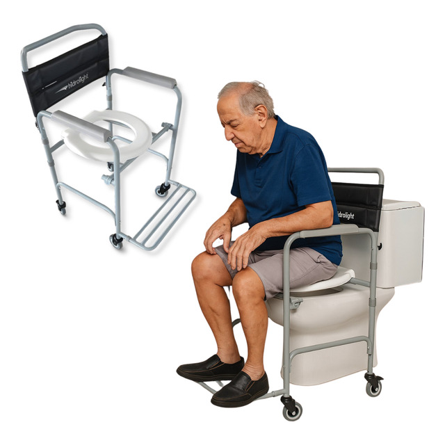 Cadeira De Banho Dobrável  100kg Higiênica Santirária Rodas