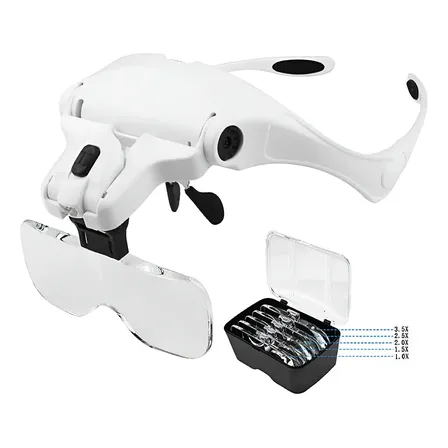 Lupa Vincha Con Luz Led Ajustable + Lentes 3.5 X