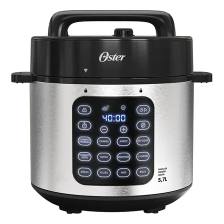 Panela De Pressão Elétrica Digital 5,7l Oster Oster Prateado 127v