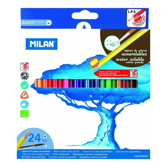 Lápices De Colores Largos Triangulares Acuarelable Jgox24un