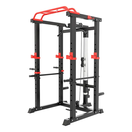 Entrenador De Gimnasio Multifuncional Con Jaula Y Poleas