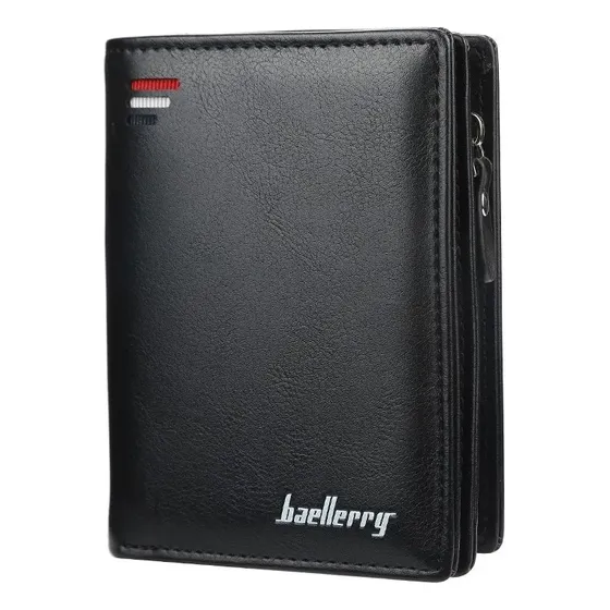 Carteira Masculina Vertical Com Zíper + Porta Moedas Cor Preto