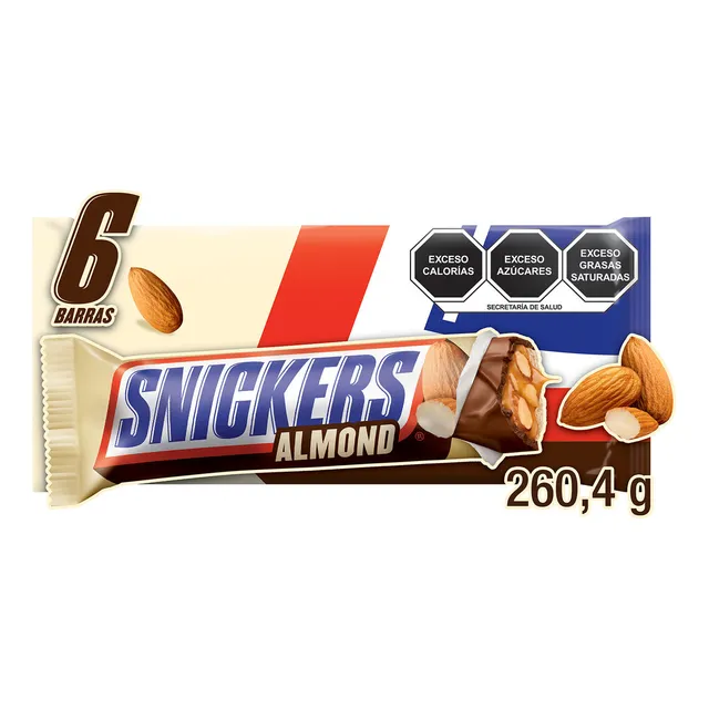Snickers Almendra Barra de Chocolate con leche 6 piezas de 43.4 g