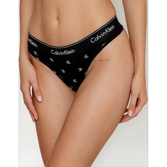 Calvin Klein Underwear Tanga Mujer Negro Logo Original
