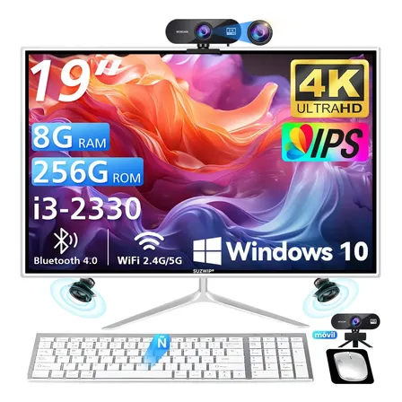 19'' All In One Pc Intel 8 256 Gb Con Cámara Teclado Ratón Intel Core I3-2330m Con Wifi Doble 2.4g /5g Y Bluetooth 4.0 Blanco