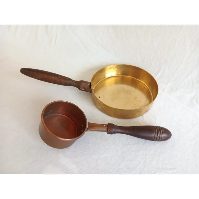 Juego Ollita Medidora Cobre + Sarten Chica Bronce Cocina