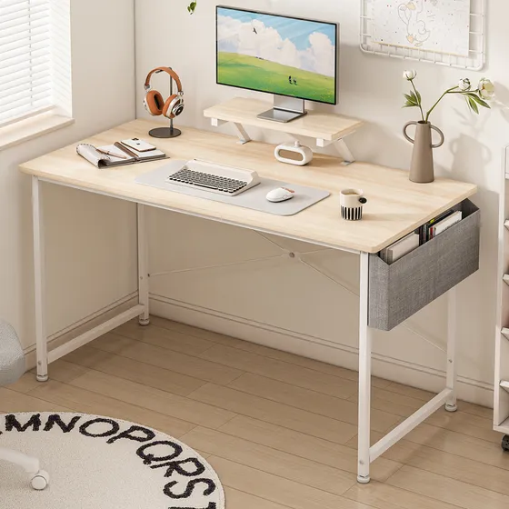 Escritorio Moderno Minimalista Desk Melamina Metal Oficina De Madera Economicos Sencillo Industrial Para Computadora Con Soporte Cp