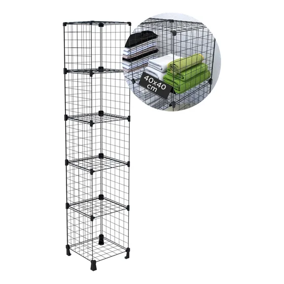 Estante Prateleira Aramada 5 Nichos 40x40 Livreiro De Aço Cor Preto