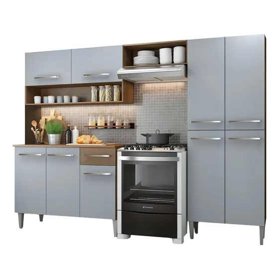 Mueble de Cocina Integral Madesa Emilly Pop 229cm Marrón Gris