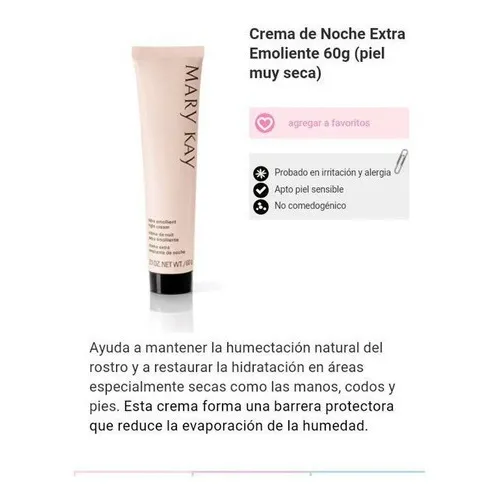 Mary Kay Crema Noche Extraemoliente