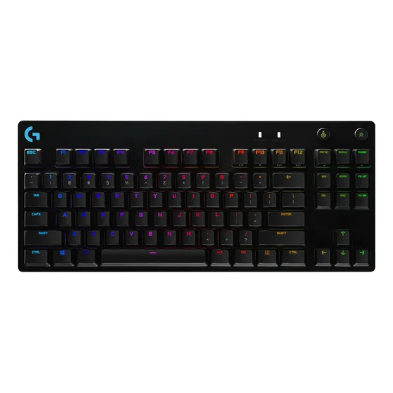 Teclado gamer Logitech G Pro Series QWERTY GX Blue Clicky inglés US color negro con luz RGB