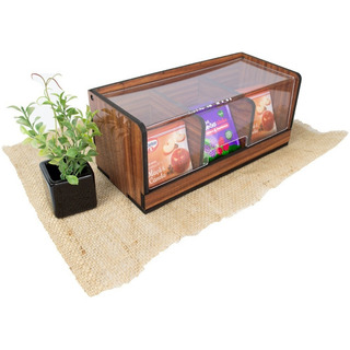Porta Chá Ou Capsula Caixa 3 Divisórias Mdf E Acrílico 25cm Porta Chá Ou Capsula Caixa 3 Divisórias Mdf E Acrílico 25cm