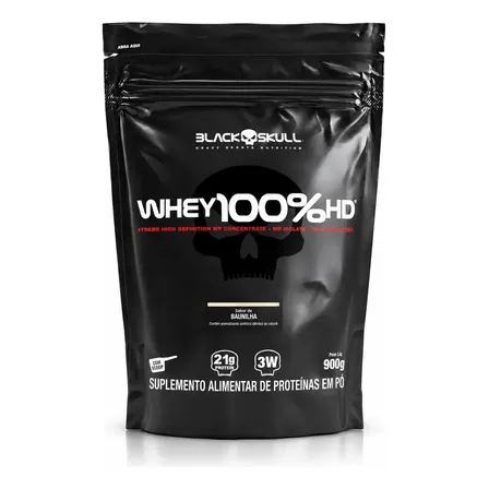 Whey Protein 100% HD Black Skull 900g Baunilha Refil