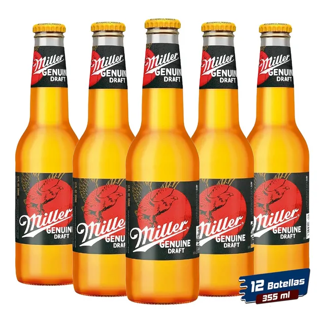 Cerveza Miller Genuine Draft - 12 Botellas 355 Ml