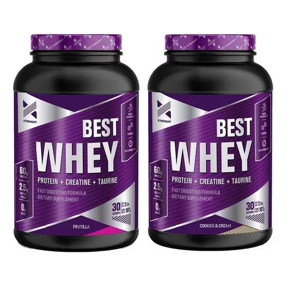 Xtrenght Best Whey Protein 2 Lb X 2 Unidades Potenciada Sabor Cookies/frutilla