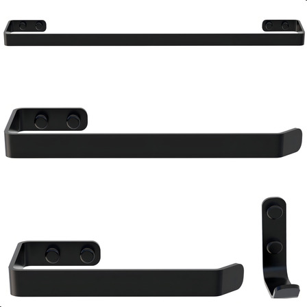 Kit Acessórios Para Banheiro Preto Fosco 4 Peças Kit Acessórios Para Banheiro Preto Fosco 4 Peças