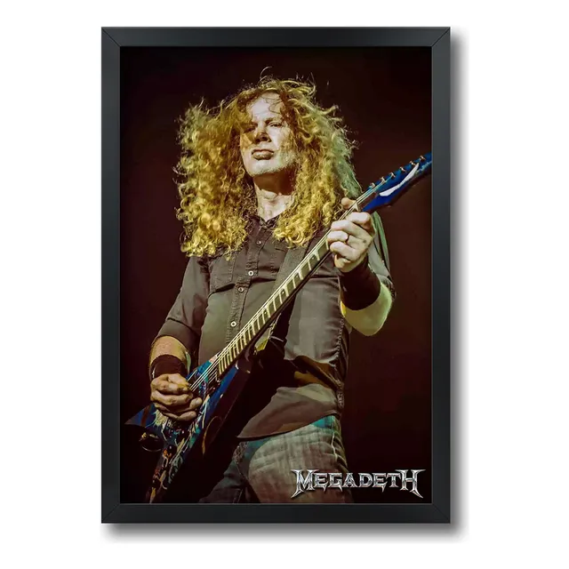 Quadro Megadeth Dave Mustaine Kiko Loureiro Com Moldura A3 B