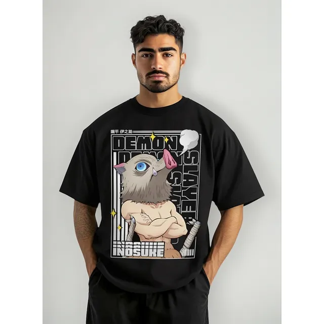 Playera Hombre Mascara De Latex Inosuke Demon Slayer Anime