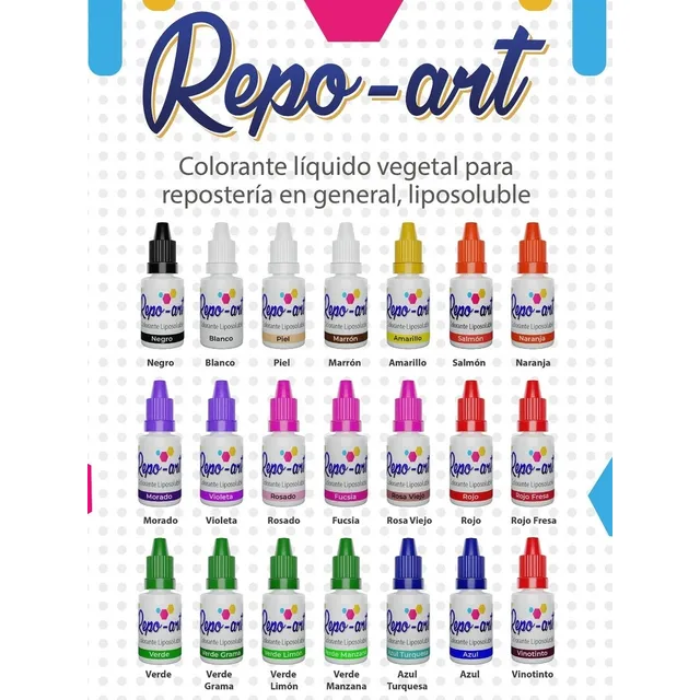 Colorante Líquido Repo-art Comestible Reposteria 12 Unidades