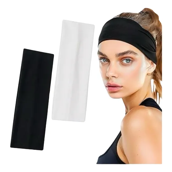 Pack X2 Vincha Diadema Bandana Para El Cabello Blanco/negro